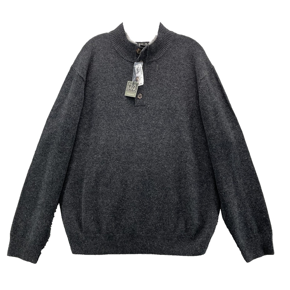 Jos.A.Bank Lambswool Blend Sweater Men Henley Large Preppy Academia Corpcore 90s